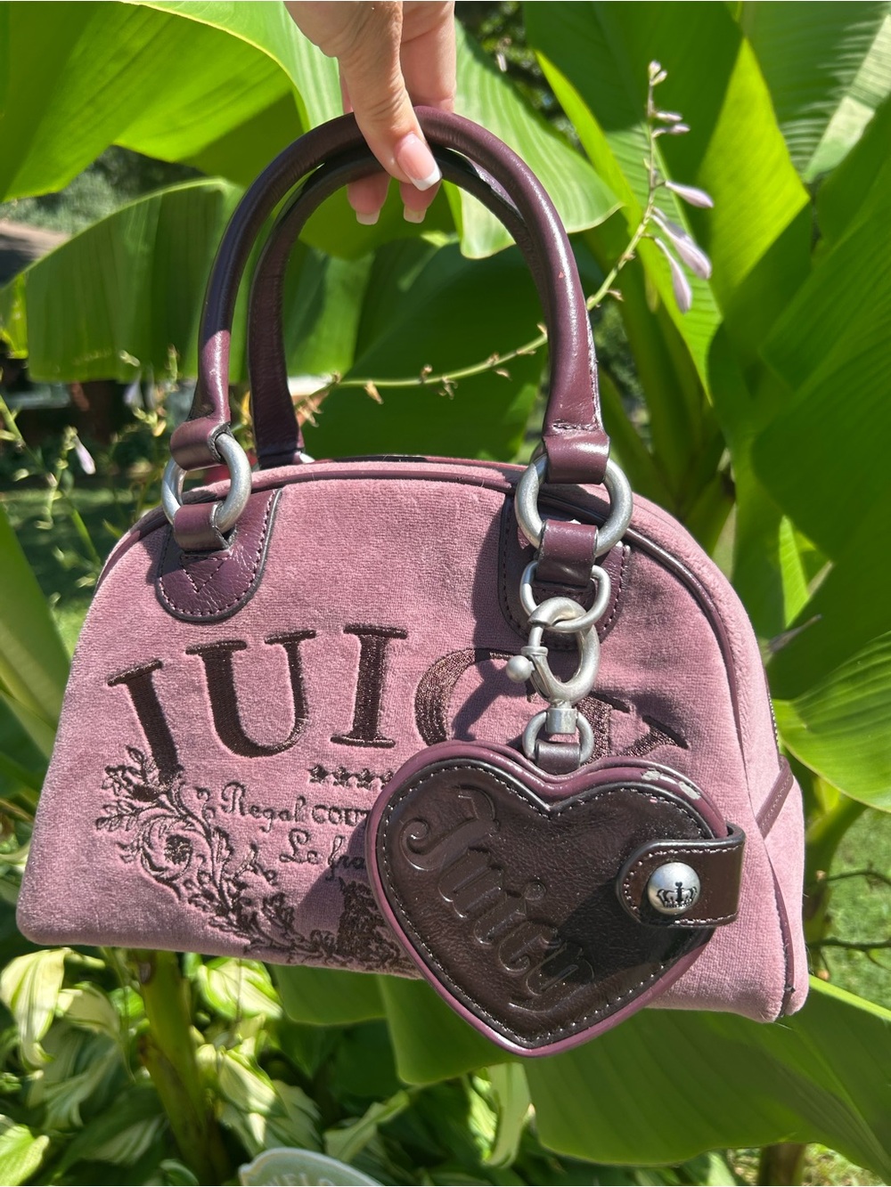 Y2K Vintage 2009 Juicy Couture Purple Velour Bowler Bag Regal Couture Party